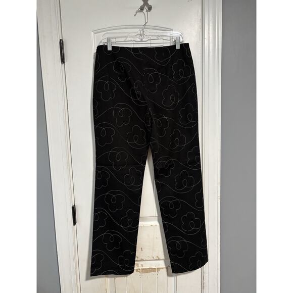 VTG Eric Spencer Wide Leg Flare Pants 10 Black Cloud Print Trousers - Picture 2 of 4